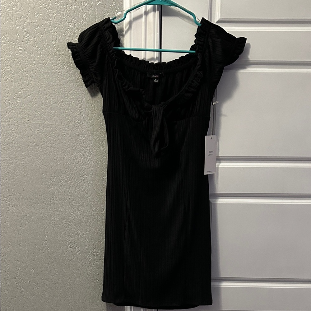 Elegant Black Ruffled Mini Dress